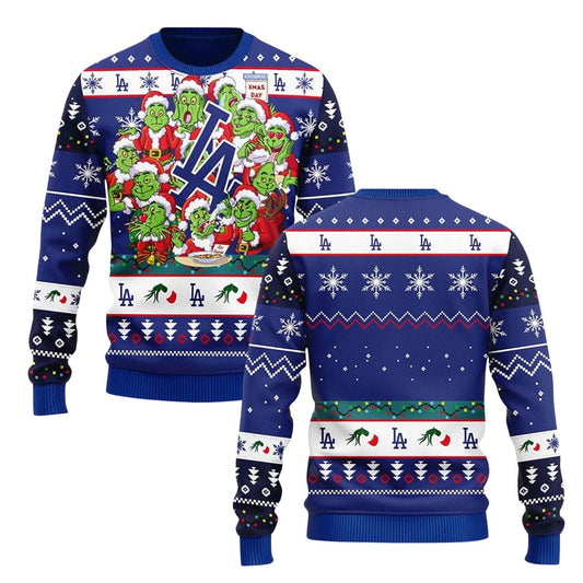 LA Dodgers Grnch Xmas Day Ugly Christmas Sweater