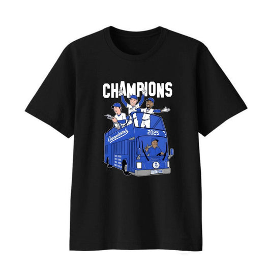 LA Dodgers Titletown Champions 2025 Caricature Bus Shirt
