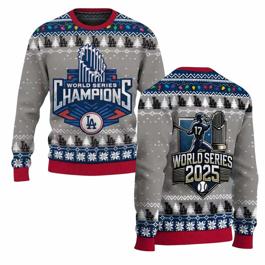 LA Dodgers World Series 2025 Ugly Christmas Sweater