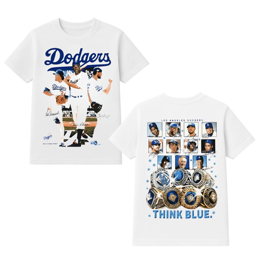 Los Angeles Dodgers Think Blue Signatures Shirt