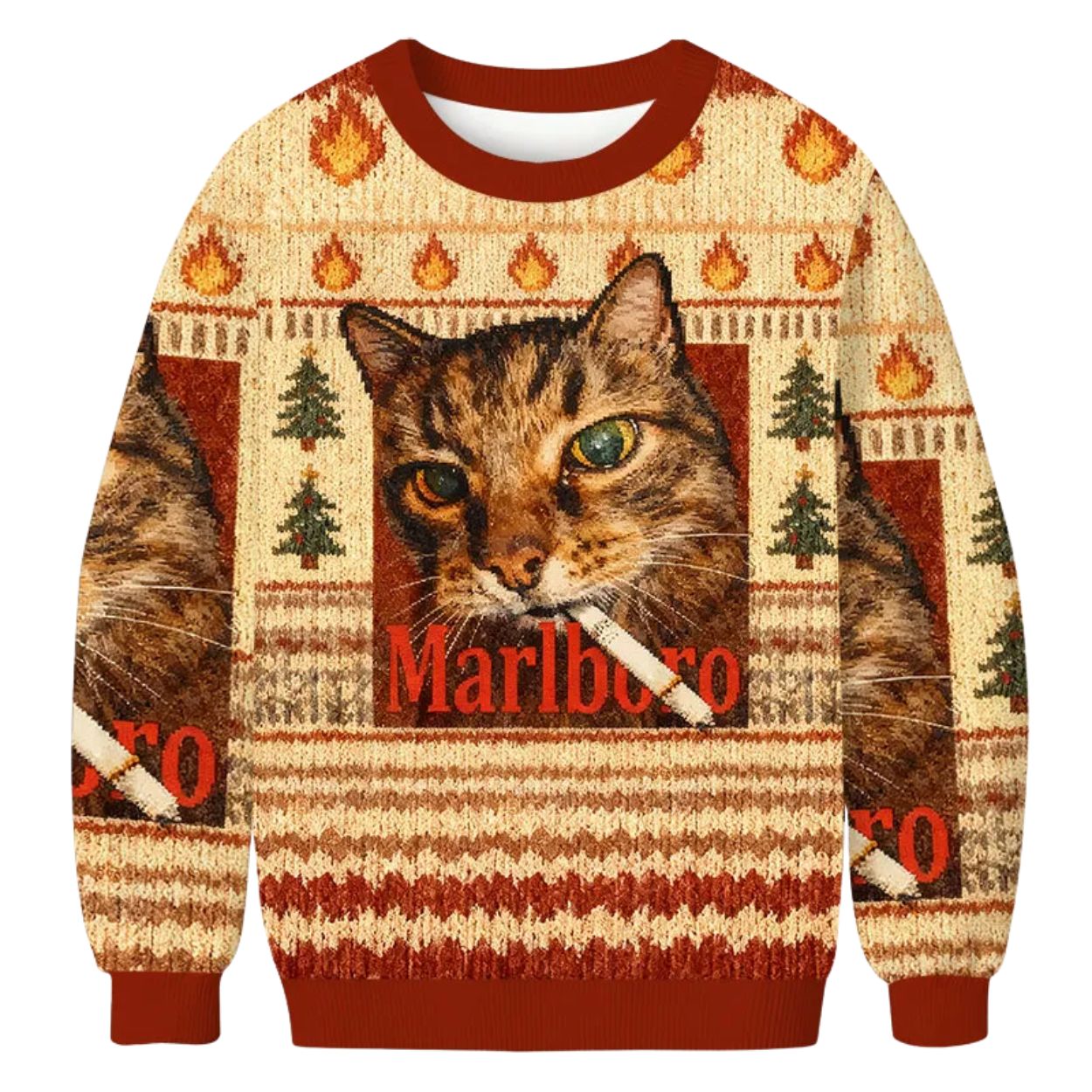 Marlboro Cat Smoking Ugly Christmas Sweater