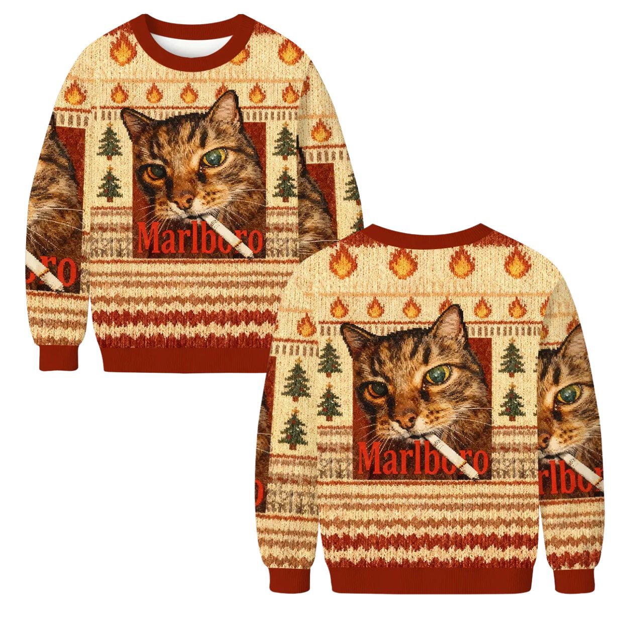 Marlboro Cat Smoking Ugly Christmas Sweater