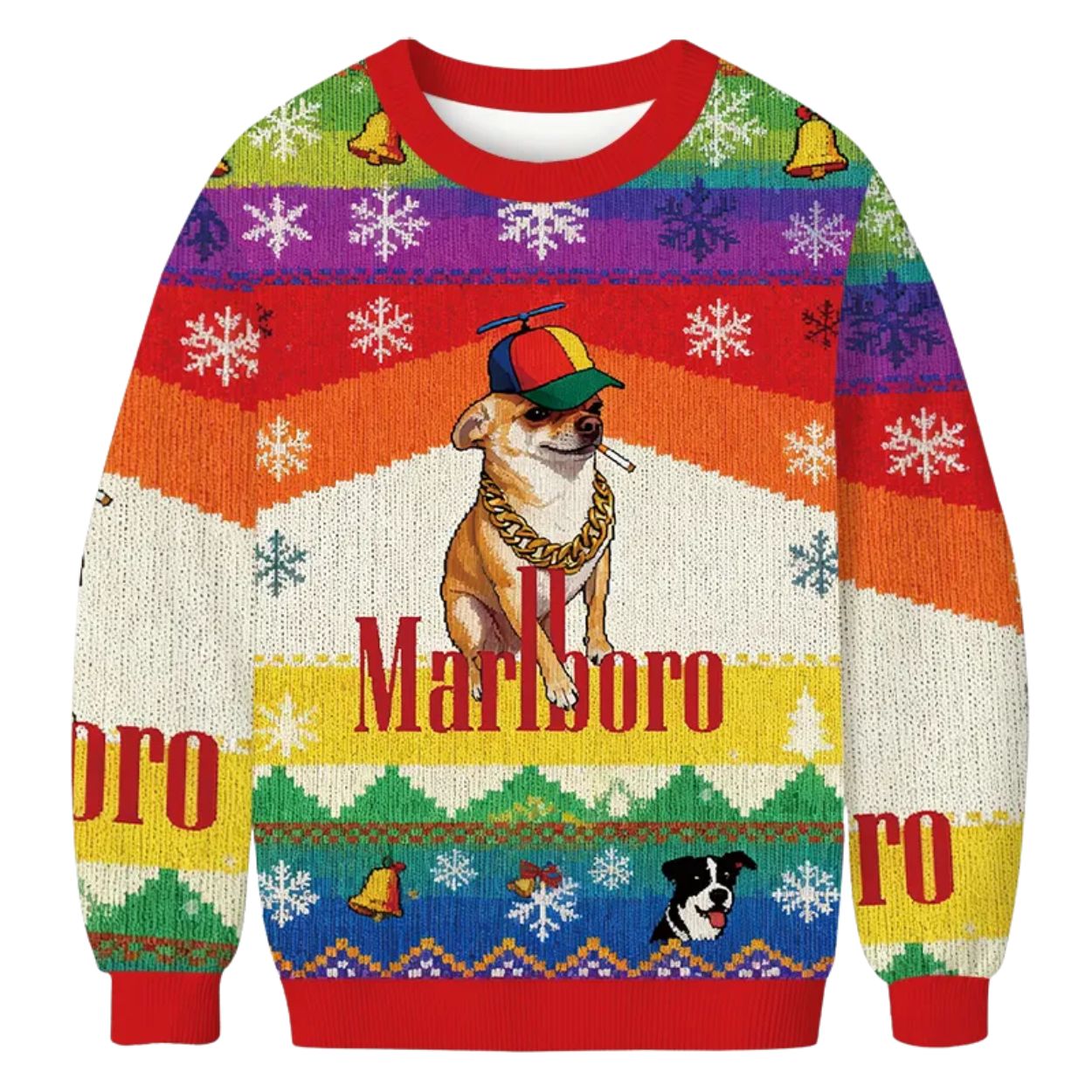 Marlboro Dog Rainbow Ugly Christmas Sweater