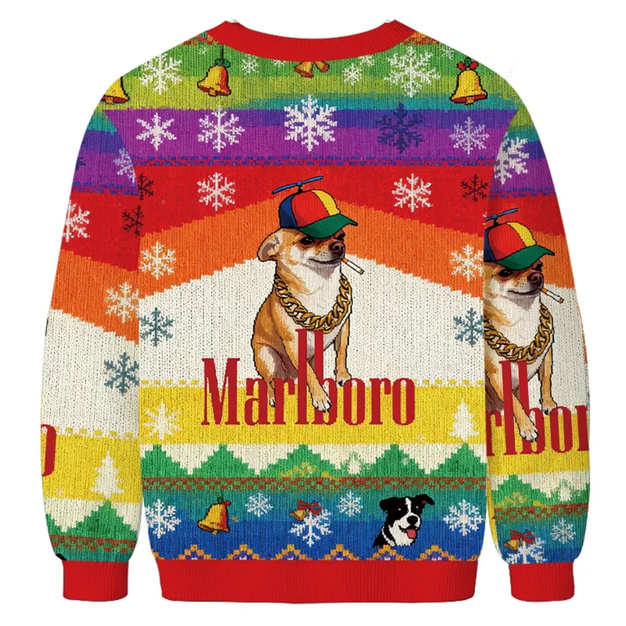 Marlboro Dog Rainbow Ugly Christmas Sweater