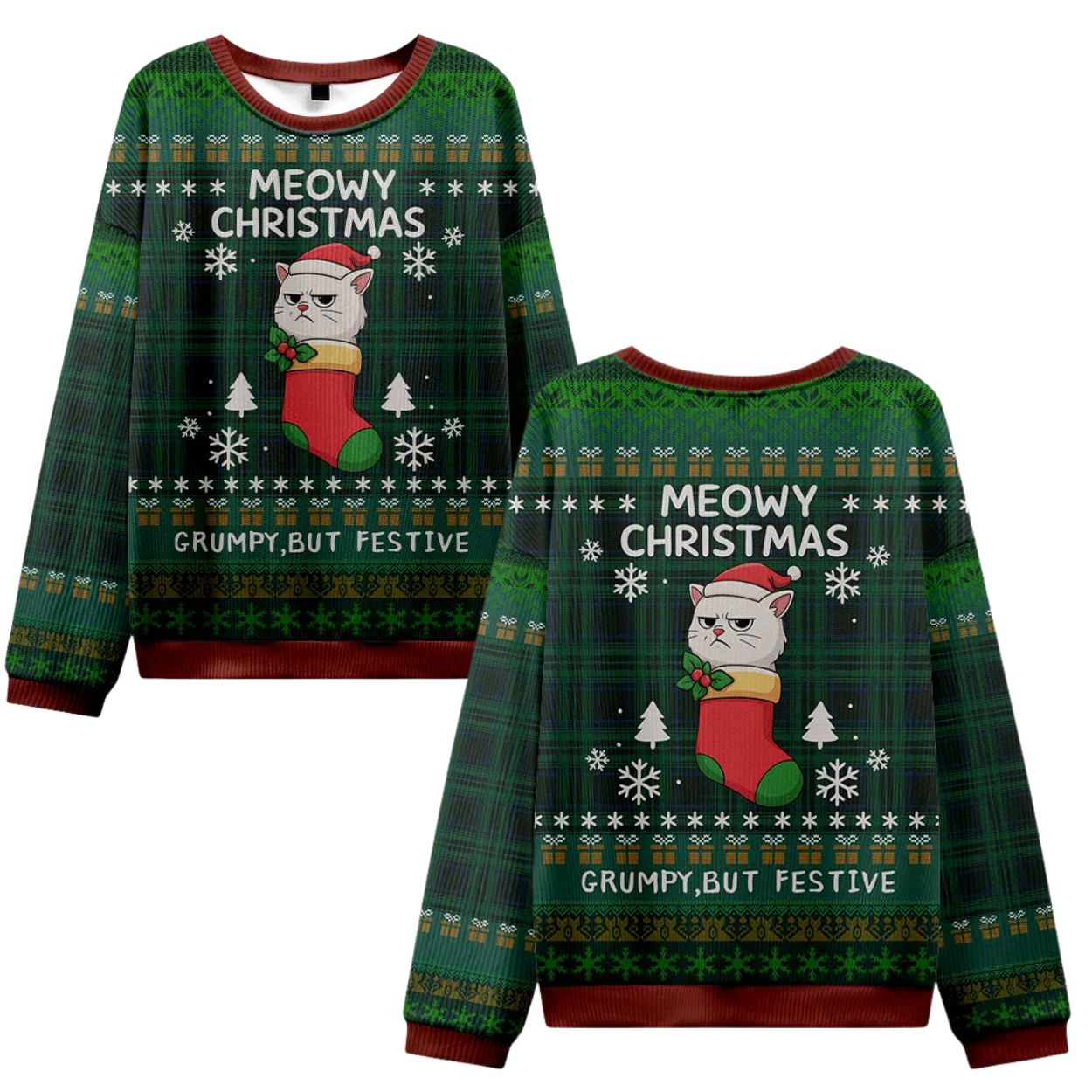 Meowy Christmas Grumpy But Festive Ugly Christmas Sweater