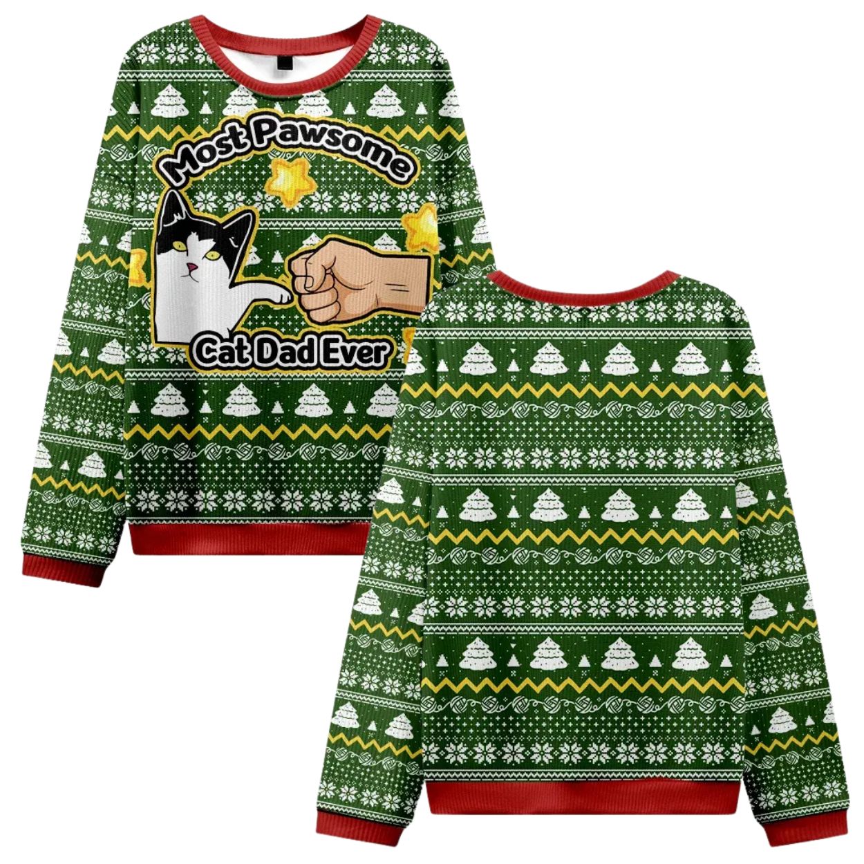 Most Pawsome Cat Dad Ever Ugly Christmas Sweater