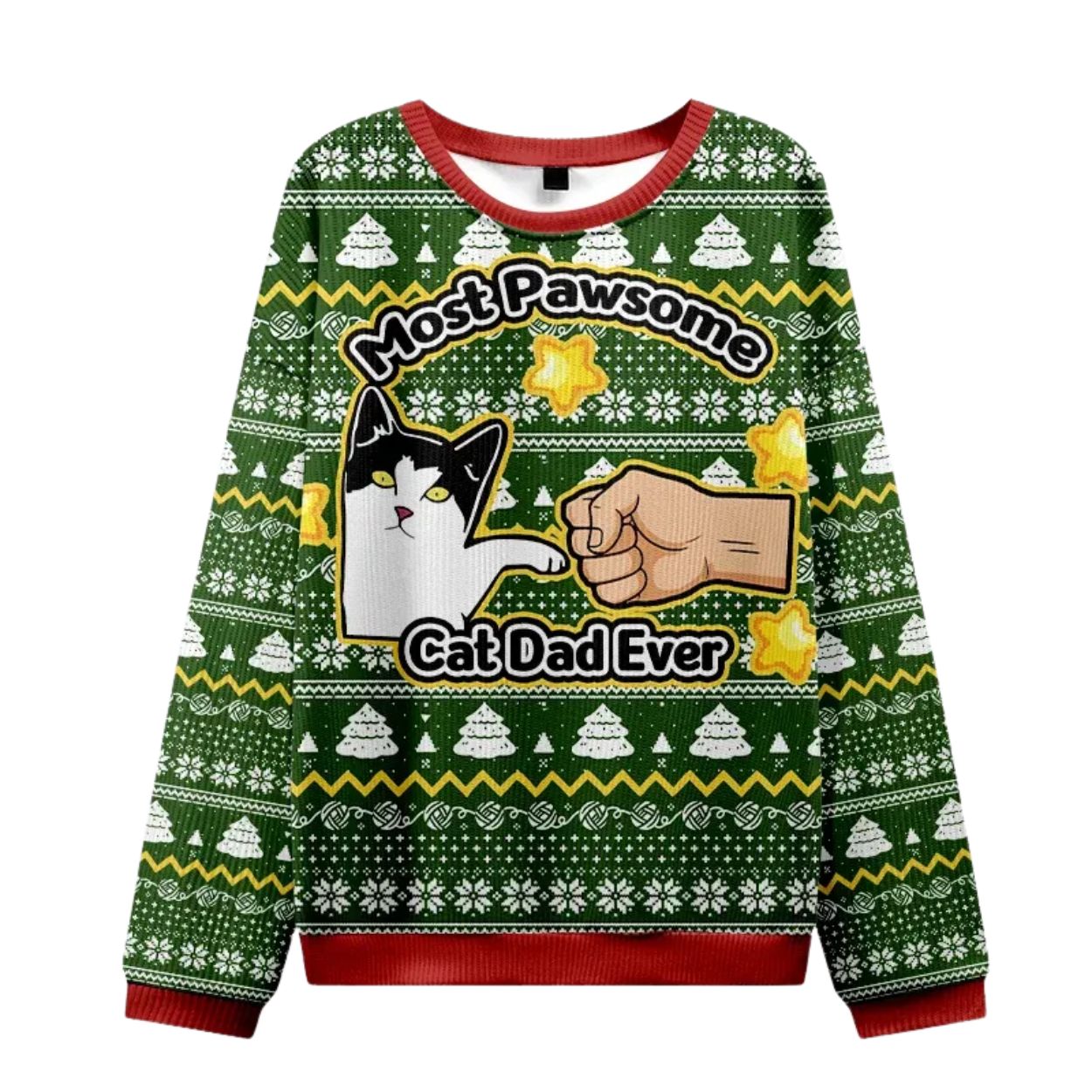 Most Pawsome Cat Dad Ever Ugly Christmas Sweater