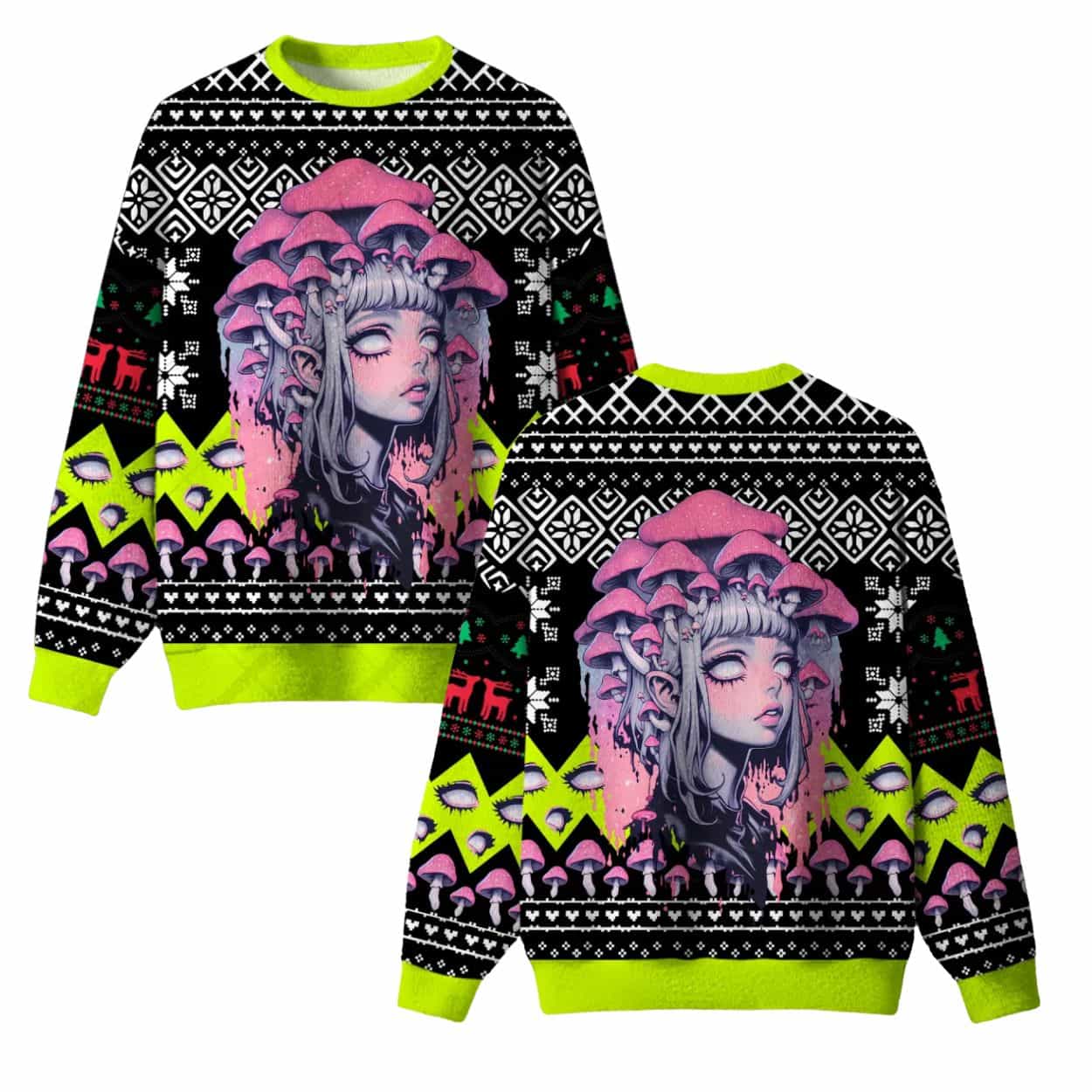 Neon Shroom Dream Ugly Christmas Sweater