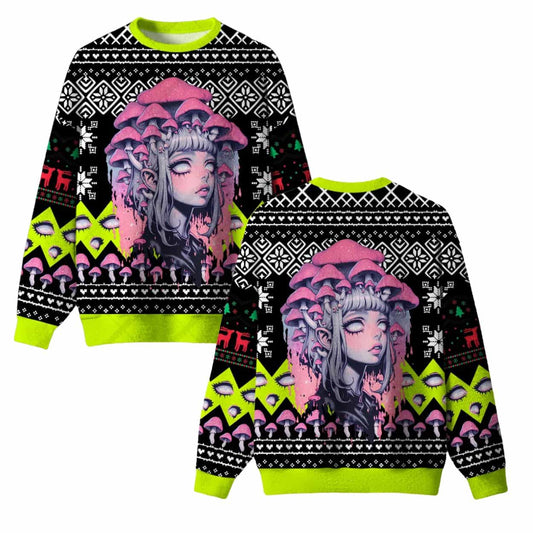 Neon Shroom Dream Ugly Christmas Sweater