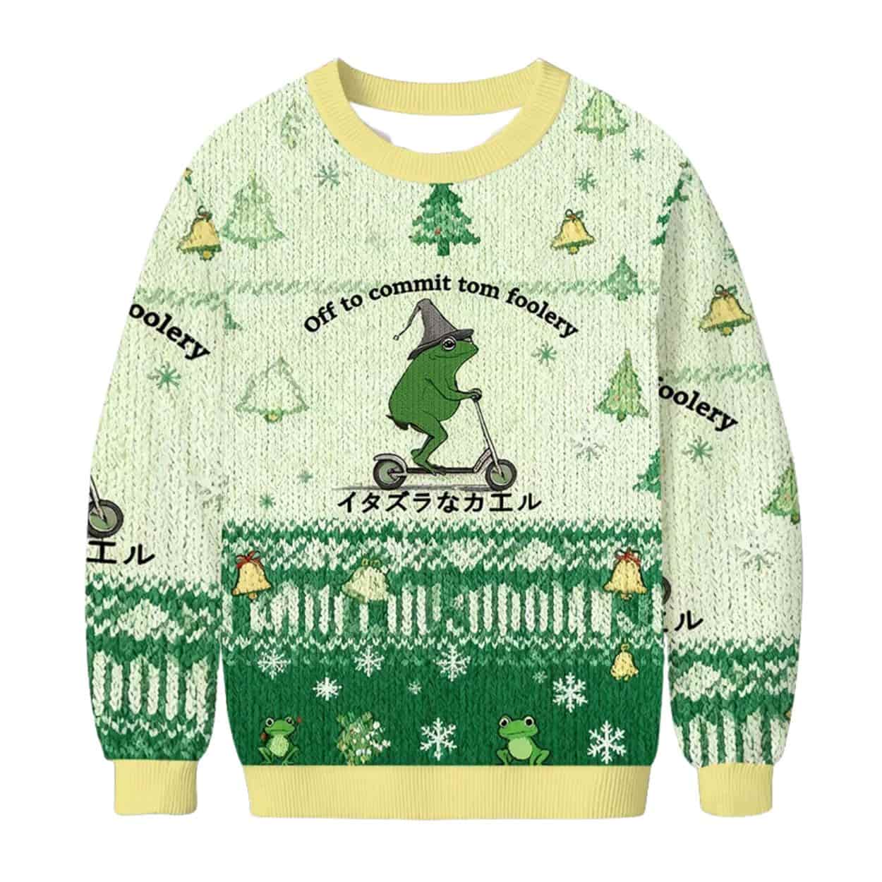 Off To Commit Tomfoolery Frog Christmas Ugly Sweater