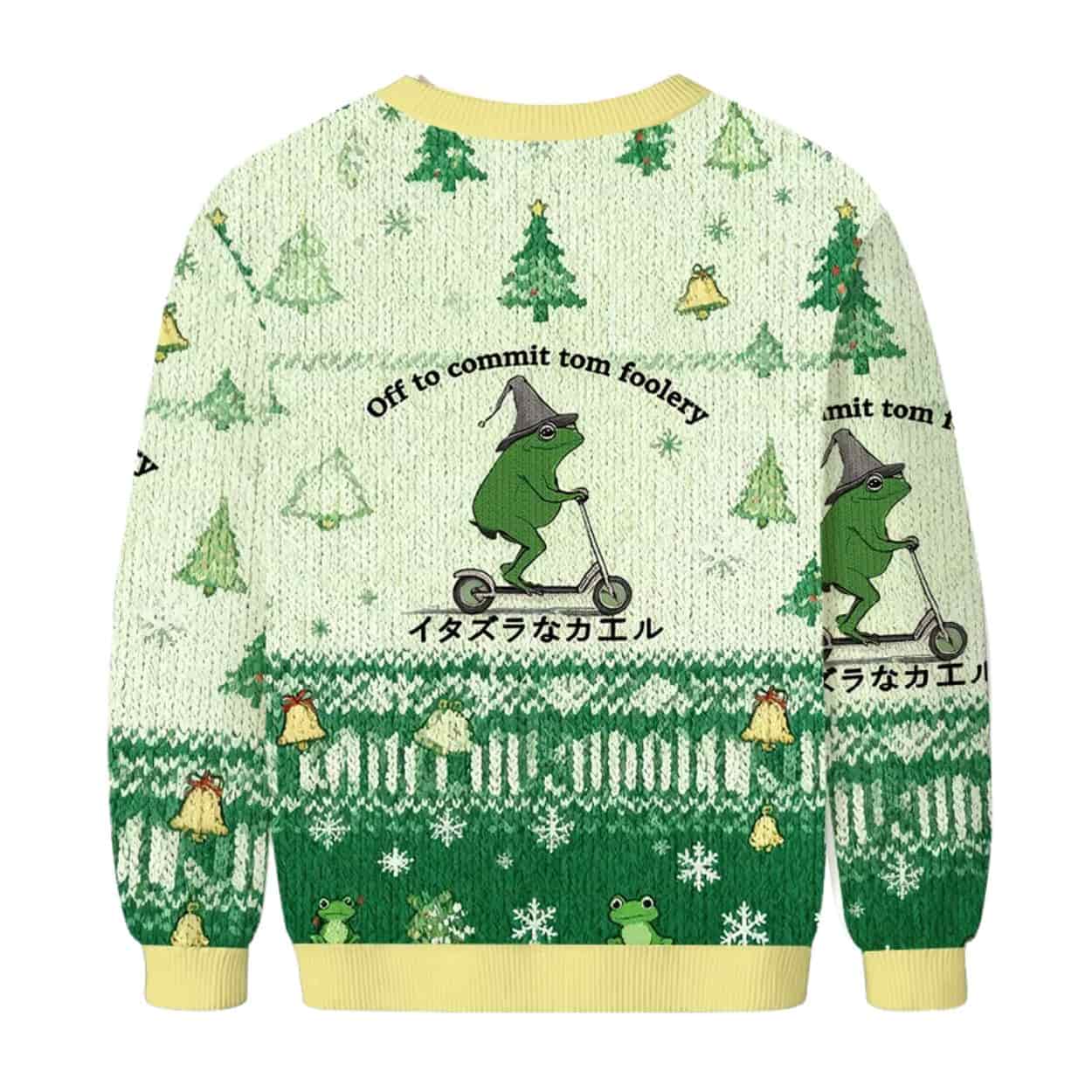 Off To Commit Tomfoolery Frog Christmas Ugly Sweater
