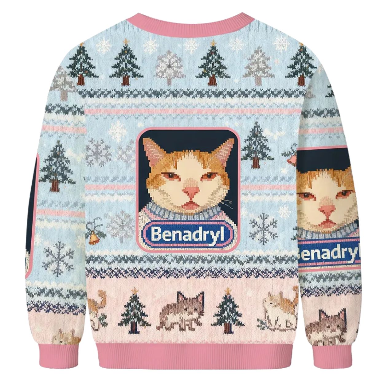 Pink Benadryl Meme Cat Ugly Christmas Sweater