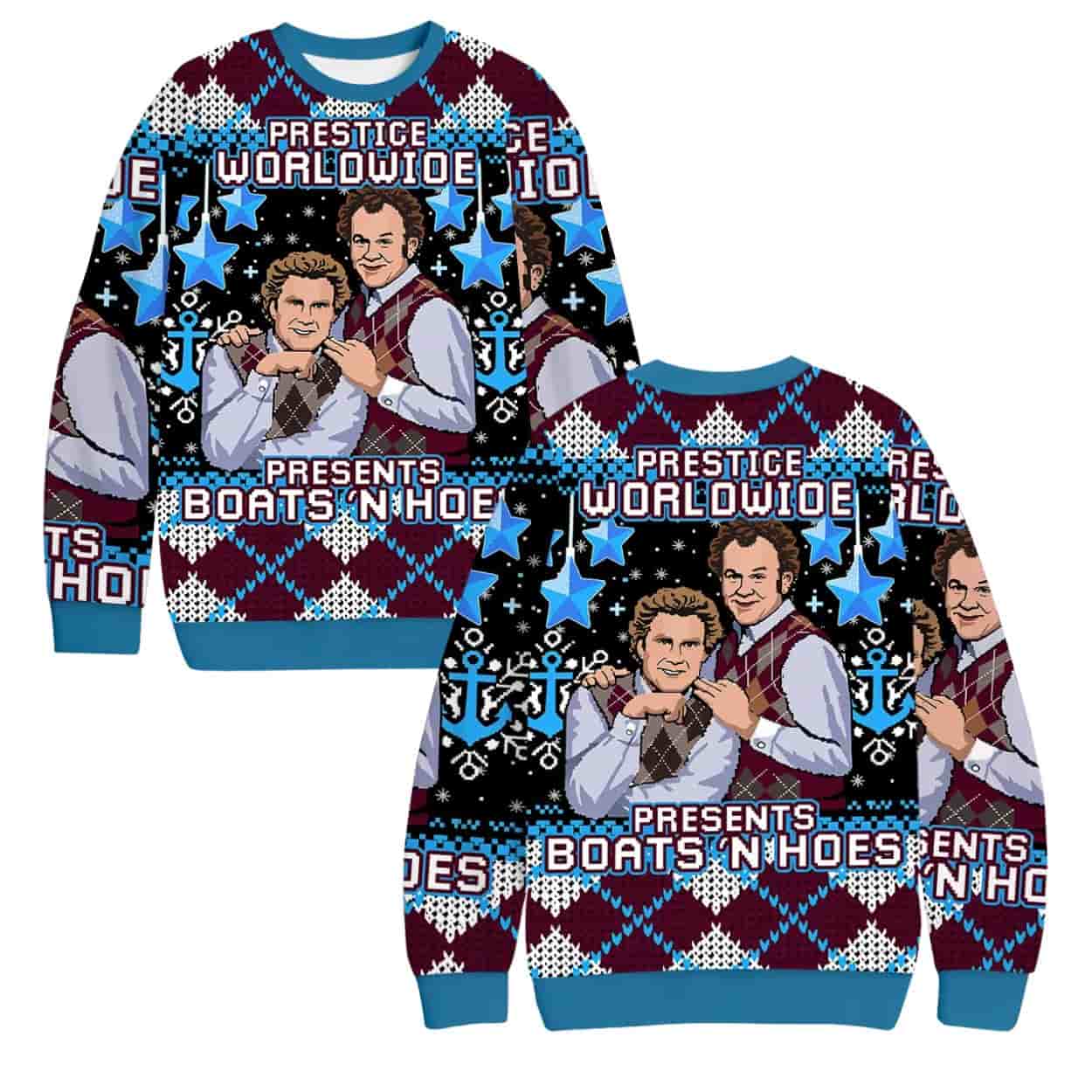 Prestige Worldwide Boats N Hoes Christmas Ugly Sweater