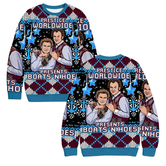 Prestige Worldwide Boats N Hoes Christmas Ugly Sweater