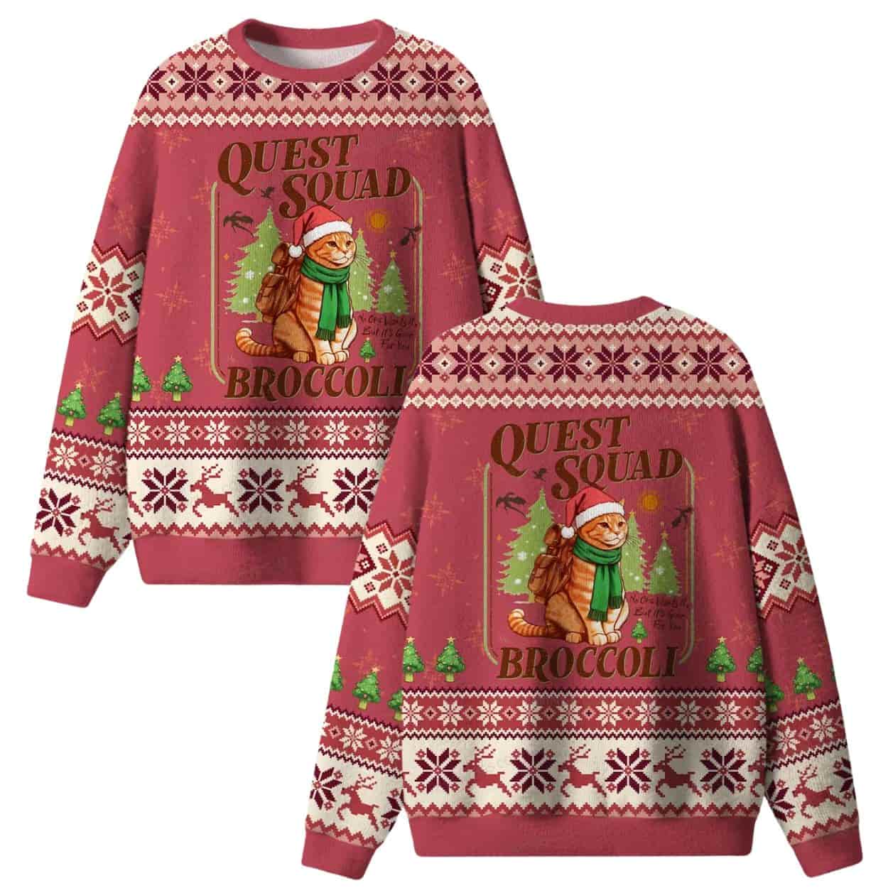 Quest Squad Broccoli Ugly Christmas Sweater