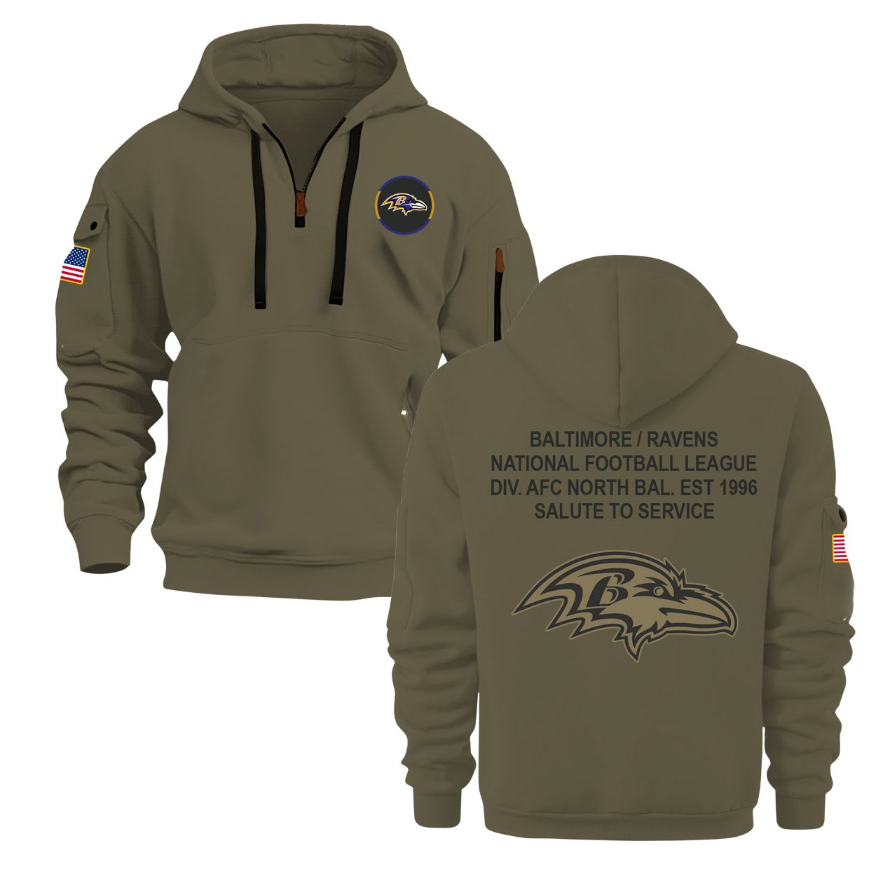 Ravens Salute To Service 2025 Quarter Zip Hoodie