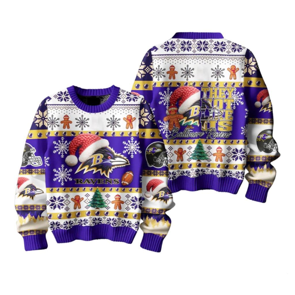 Ravens They Not Like Us Ugly Christmas Sweater