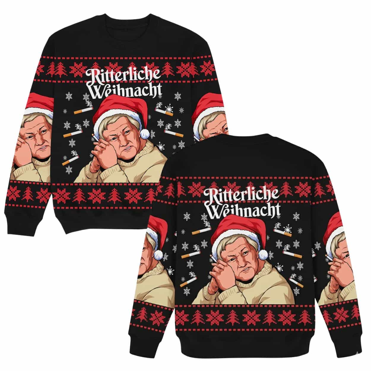 Ritterliche Weihnacht Smoking Grandma Christmas Ugly Sweater