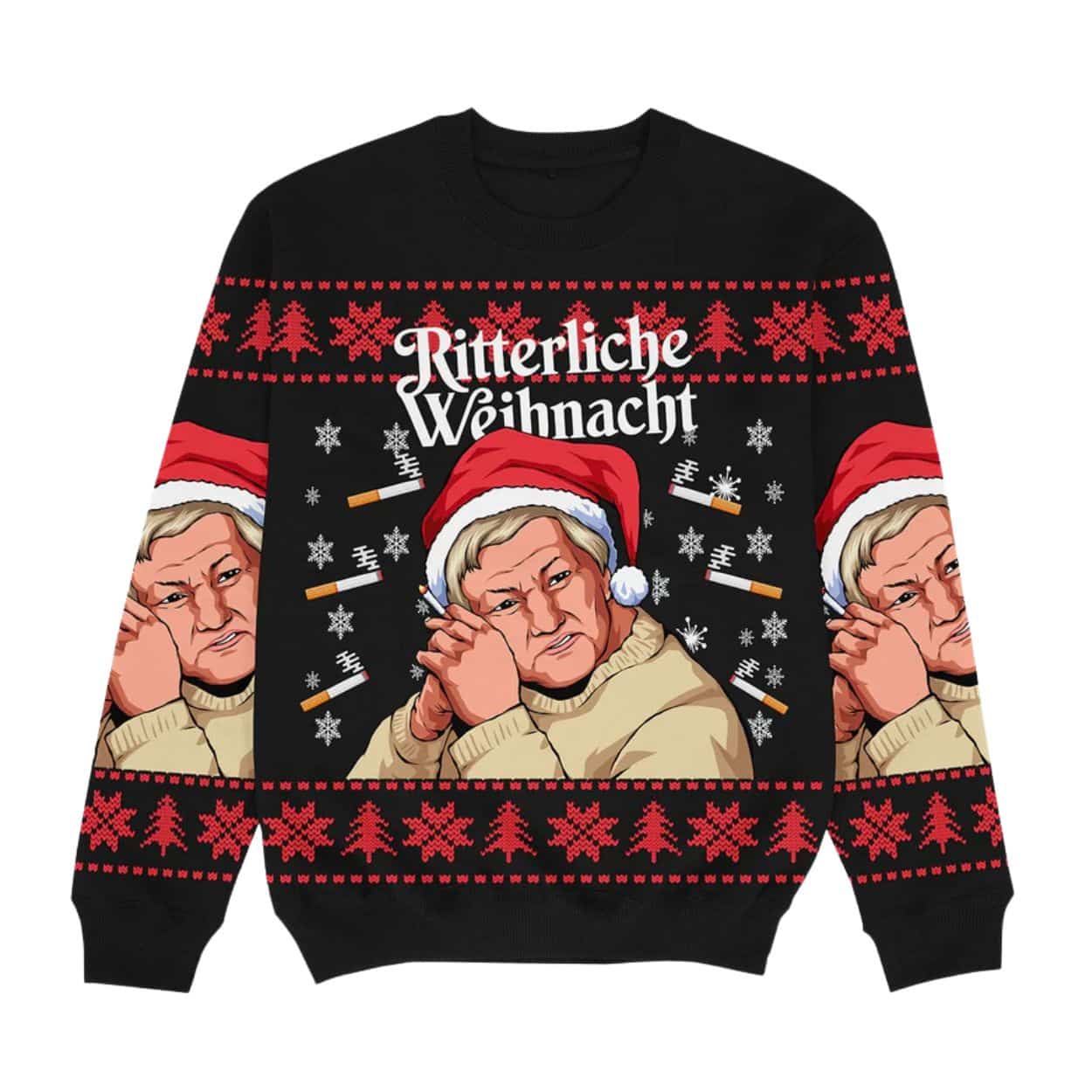 Ritterliche Weihnacht Smoking Grandma Christmas Ugly Sweater