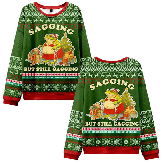  Sagging But Still Gagging Santa Frog Ugly Christmas Sweater