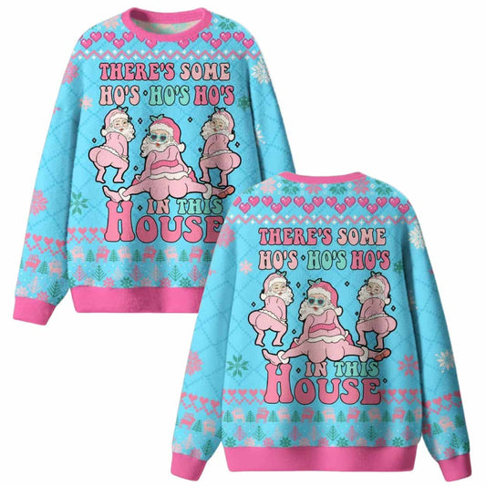 Santa Pink There’s Some Ho’s In This House Ugly Christmas Sweater