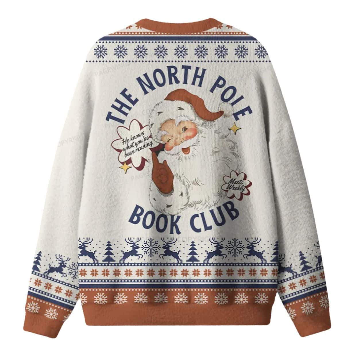 Santa The North Pole Book Club Ugly Christmas Sweater