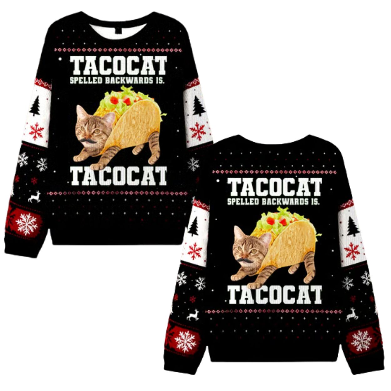 Tacocat Spelled Backwards Is Tacocat Ugly Christmas Sweater
