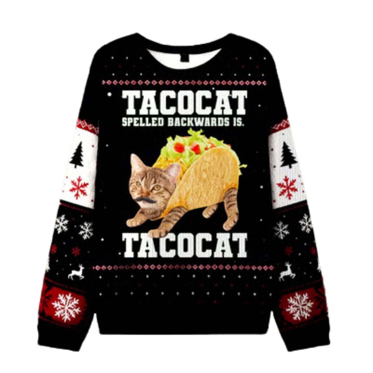 Tacocat Spelled Backwards Is Tacocat Ugly Christmas Sweater