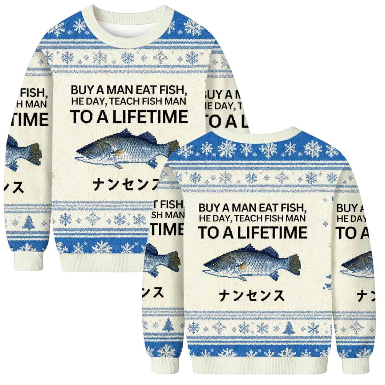 Teach Fish Man To A Lifetime Ugly Christmas Sweater