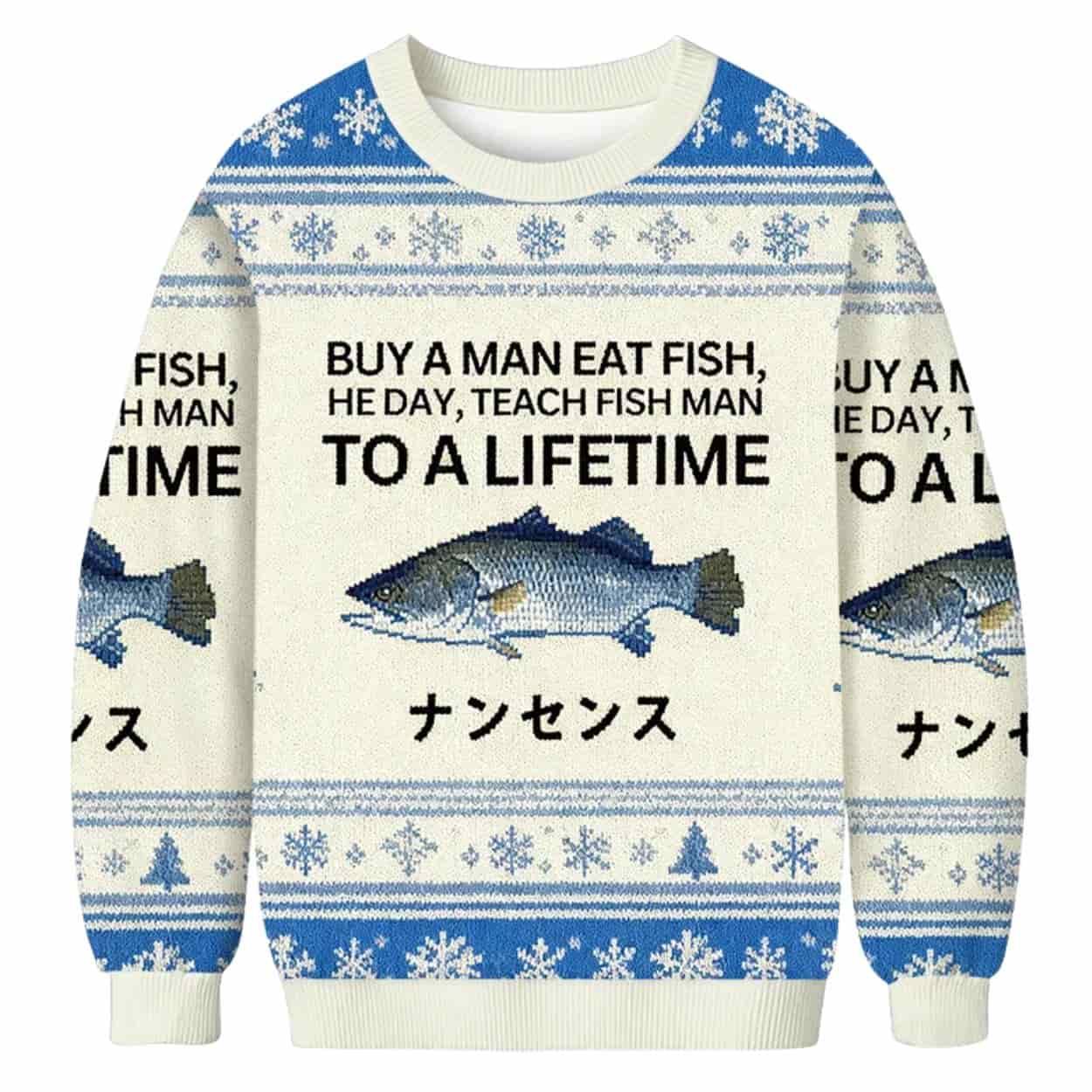 Teach Fish Man To A Lifetime Ugly Christmas Sweater