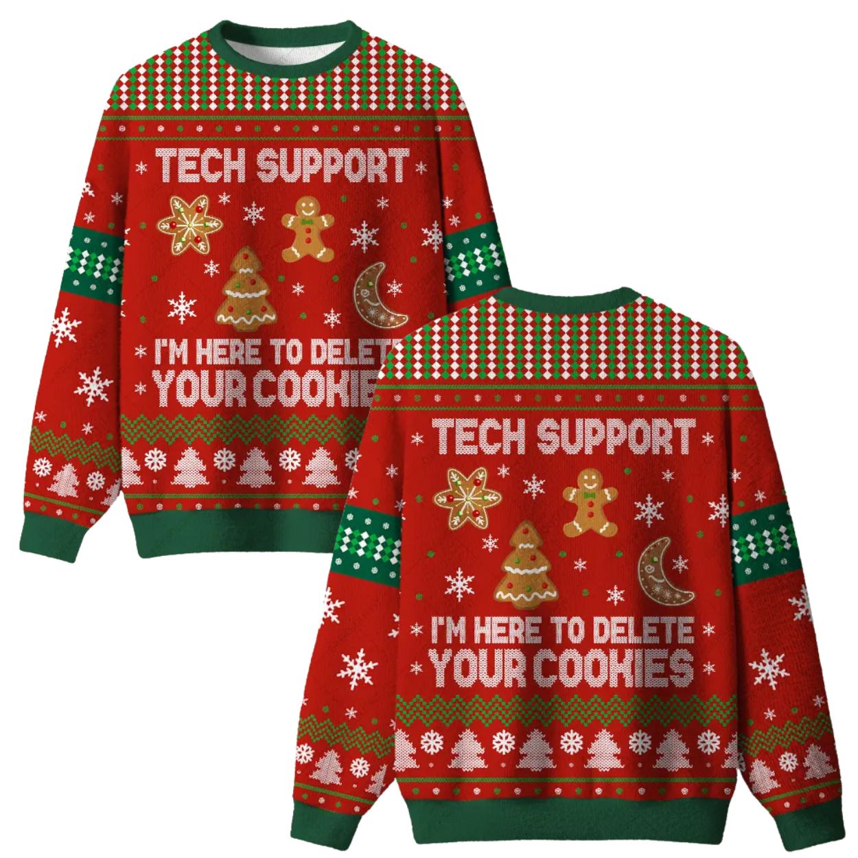 Tech Support Computer Programmer Red Ugly Christmas Sweater