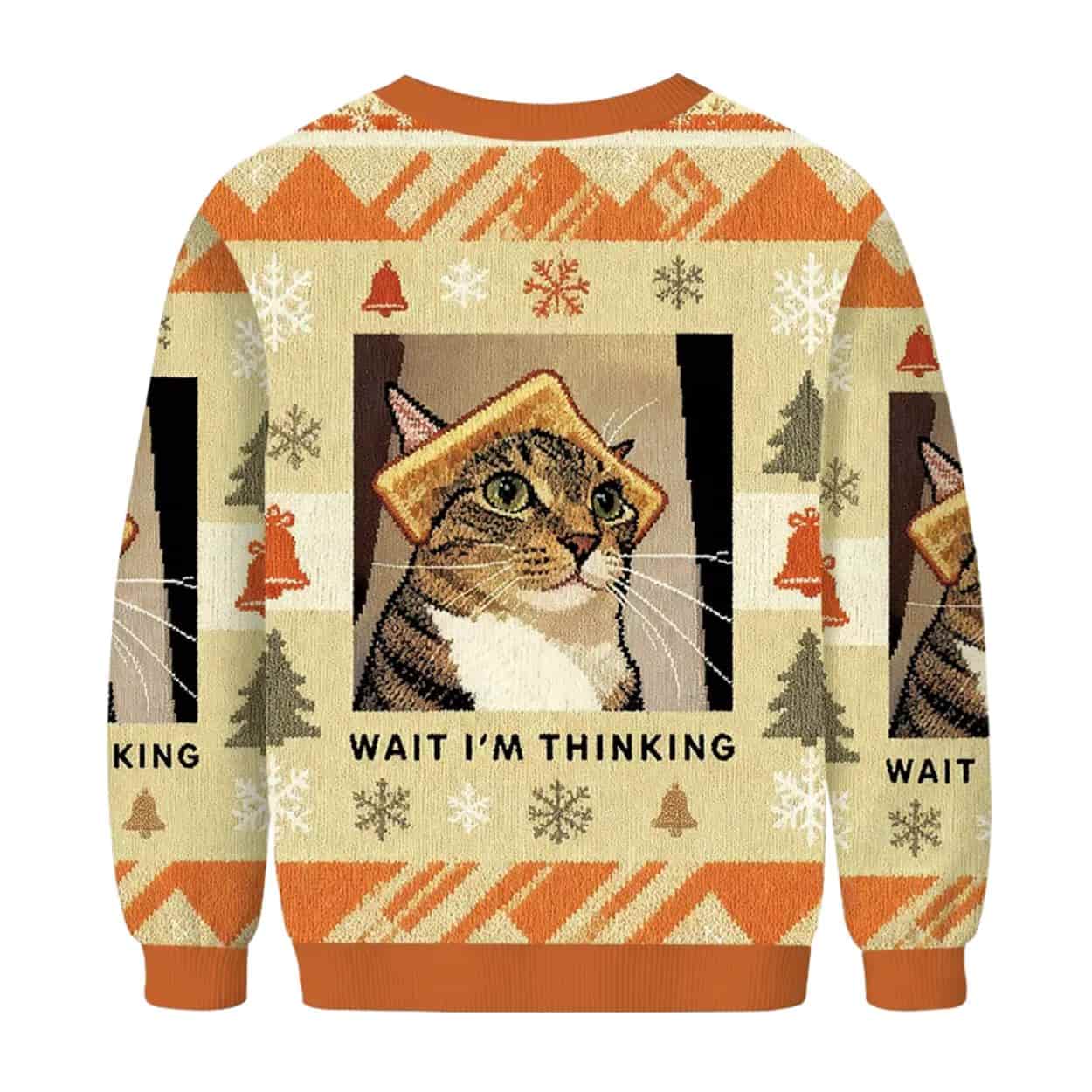 Wait I’m Thinking Cat Toast Funny Ugly Christmas Sweater